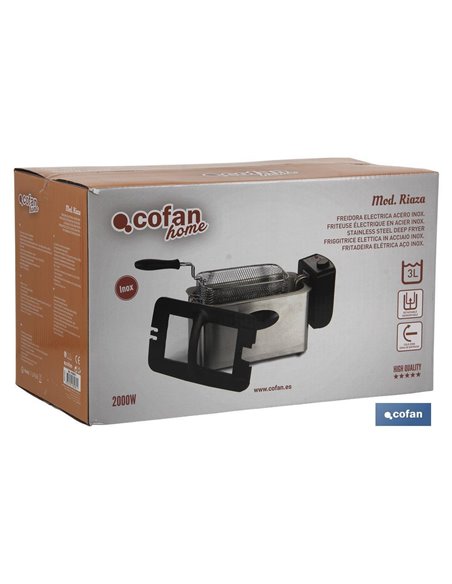 Freidora Electrica Acero Inoxidable 3l 2000w Modelo Riaza