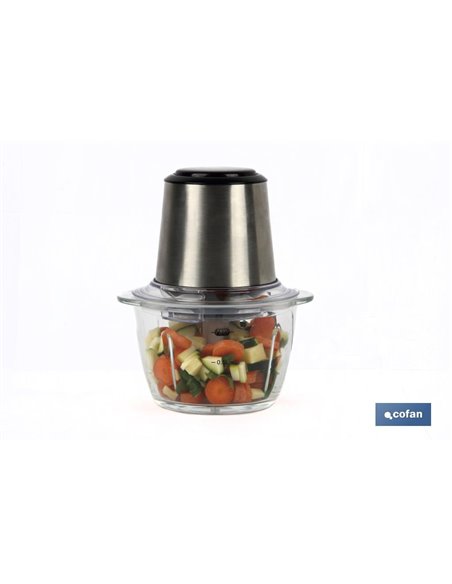 Picadora Electrica Acero Inox Vaso De  Cristal 1,2 L 400w Modelo Olvera