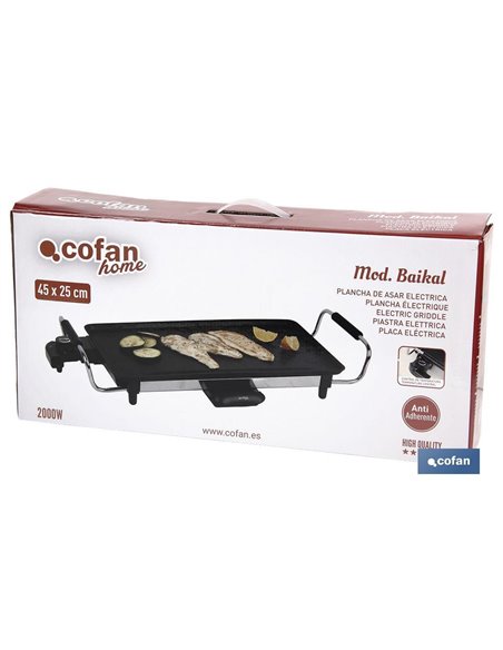 Plancha De Asar Electrica 2000w 45x25x7 Cm  Modelo Baikal