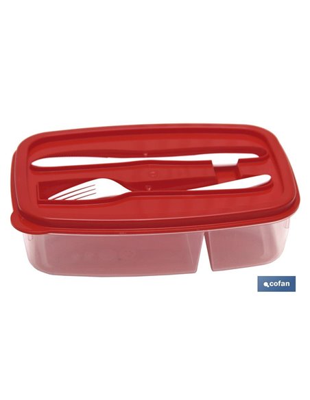 Fiambrera Azul Rectangular Con Cubiertos 1,5 L