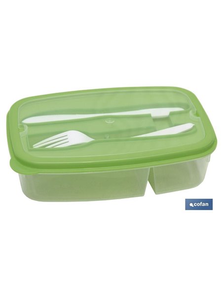 Fiambrera Azul Rectangular Con Cubiertos 1,5 L