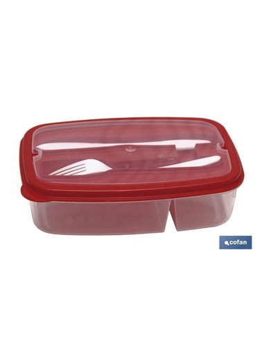 Fiambrera Azul Rectangular Con Cubiertos 1,5 L