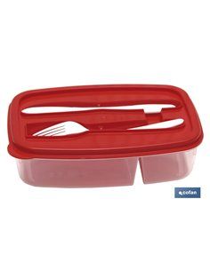 Fiambrera Verde Rectangular Con Cubiertos 1,5 L 2