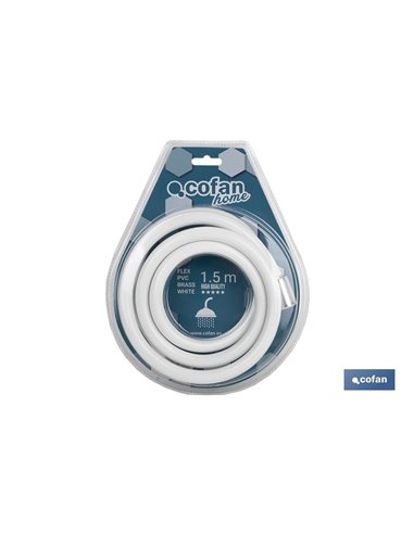 Flexo Ducha Pvcon Latón Color Blanco 1,5m
