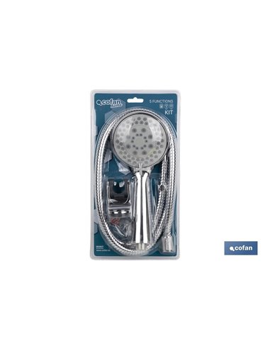 Kit Ducha 5 Funciones (Mango+Flexo+Colgador)