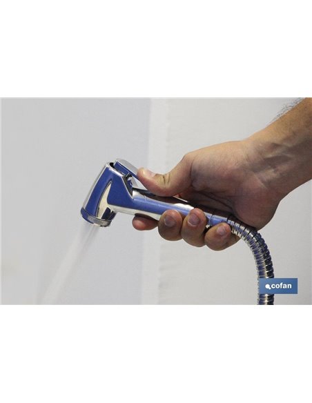 Kit Grifo De Ducha Cromado Con Pulsador+Colgador+Flexo