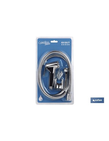 Kit Grifo De Ducha Cromado Con Pulsador+Colgador+Flexo