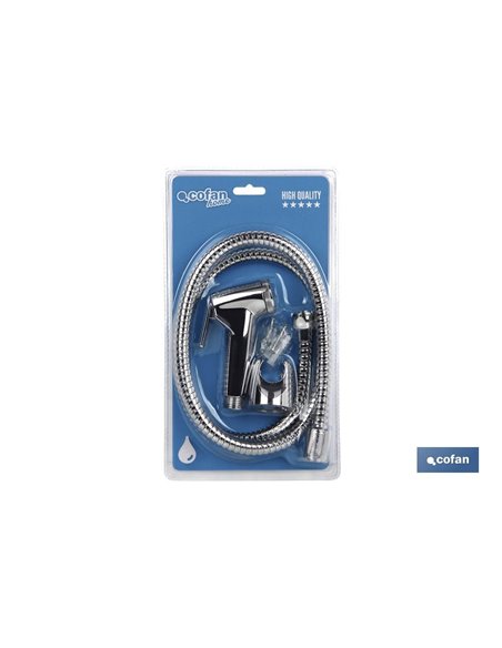 Kit Grifo De Ducha Cromado Con Pulsador+Colgador+Flexo