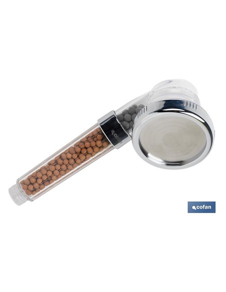 Mango De Ducha Ionico Con Esferas Minerales Tres Funciones  Modelo Relax