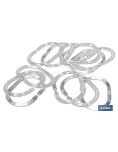 Pack 12 Anillas Cortinas Baño Transparente Modelo Ring