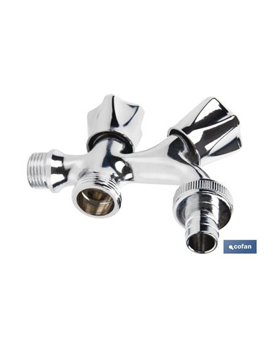 Pack De 2 Grifos De Doble Salida De  Agua Para Lavadora / Lavavajillas   Modelo Hurón
