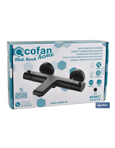 Grifo Termostatico Bañera Negro Mate Modelo Kerch