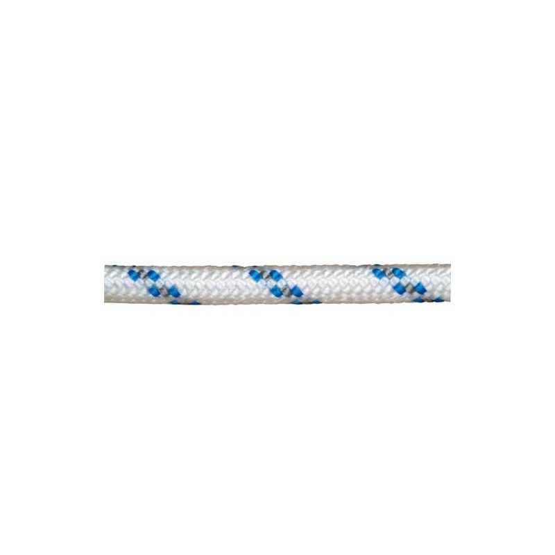 Cuerda Poliester Trenzada Blanco / Azul  8 mm. Bobina 200 m.