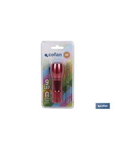 Linterna 9 Led Aluminio Colores Ø 2,7 X10cm 2