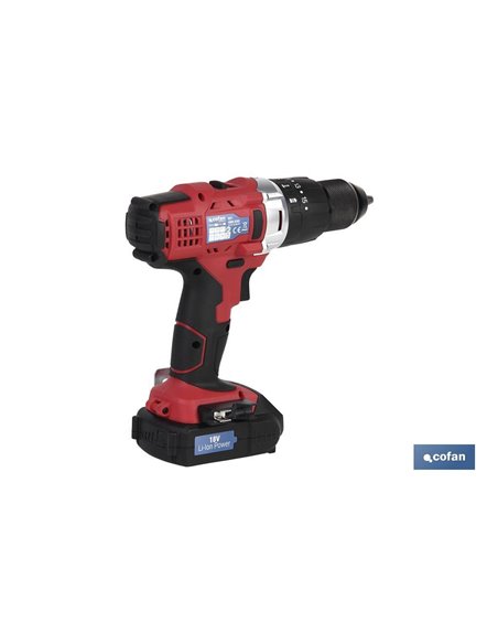 Furadeira de martelo com bateria de íon-lítio 18v 1300rpm