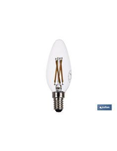 Bombilla Led Vela Filamento E14 4w 470lm 2700k