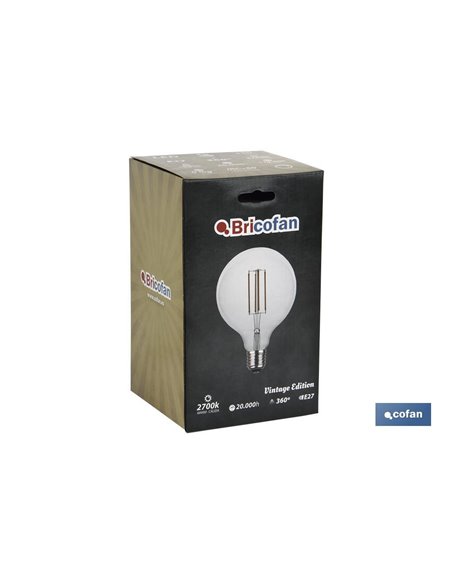 Bombilla Led Globo Claro E27 4w 380lm 2700k
