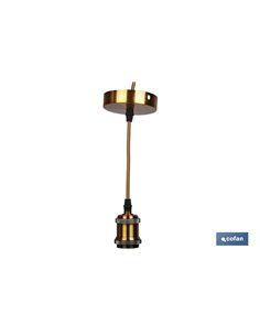 Portalamparas (Cable+Rosetón)  Oro E27 100x10cm