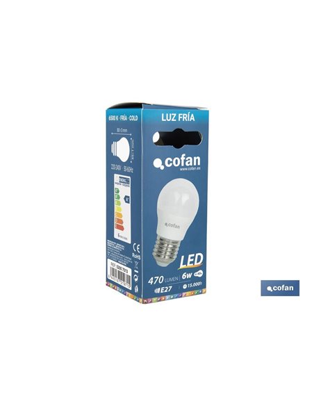 Bombilla Led 5w Esférica E27 220º 400lm 3000k