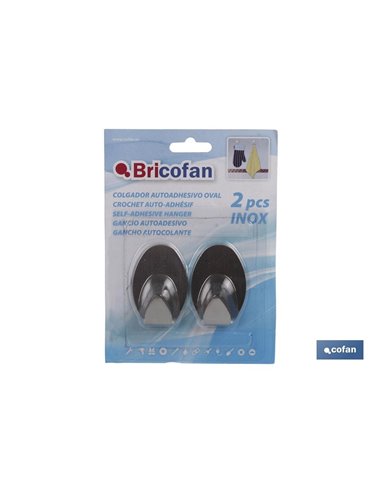 2 Uds Colgador Autoadh. Oval Inox Grande