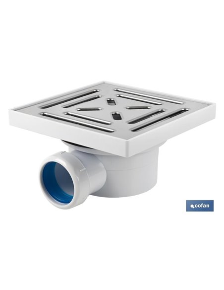 Válvula Sifónica Sumidero 146x146 Mm Con Salida Ø32-40 Y Tapa Acero Inox.