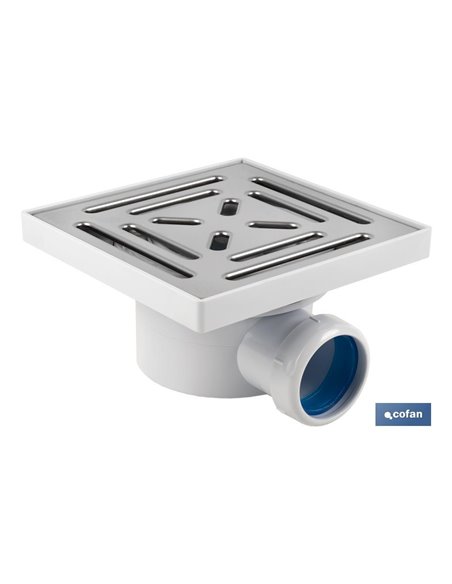 Válvula Sifão para Cárter 146x146 mm Com Saída Ø32-40 E Tampa em AÇO INOX.