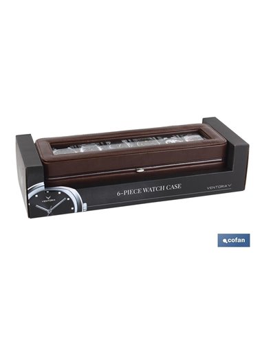 Caja Guarda Relojes 6 Uds Piel Marrón