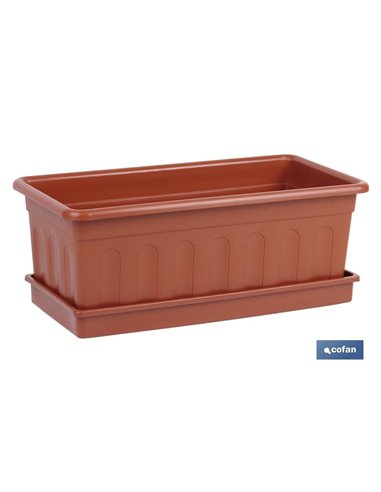 Jardinera Marron  Modelo Azahar 40x20x15.5+Plato38x16.6cm