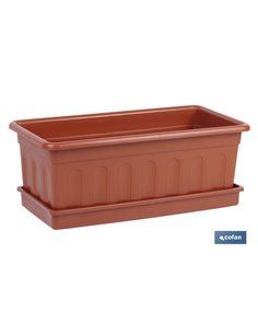 Jardinera Marron Modelo Azahar 50x21.5x16+Plato 48x19.5cm