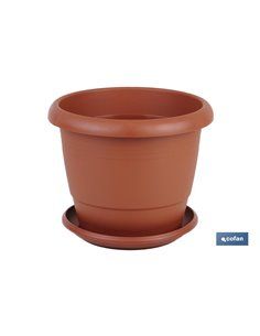Vaso Modelo Gardênia Marrom 25x20,5+ Prato 21cm
