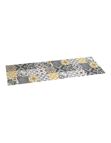 Alfombra vinílica cromo patch gris-ámbar 60x200cm.