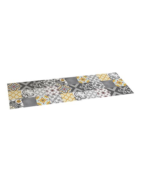 Alfombra vinílica cromo patch gris-ámbar 60x200cm.
