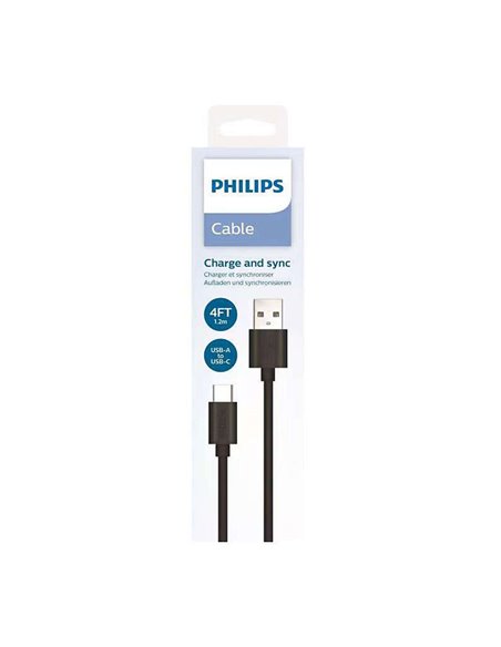 Cable tipo c de carga rápida negro dlc3104a/00 philips