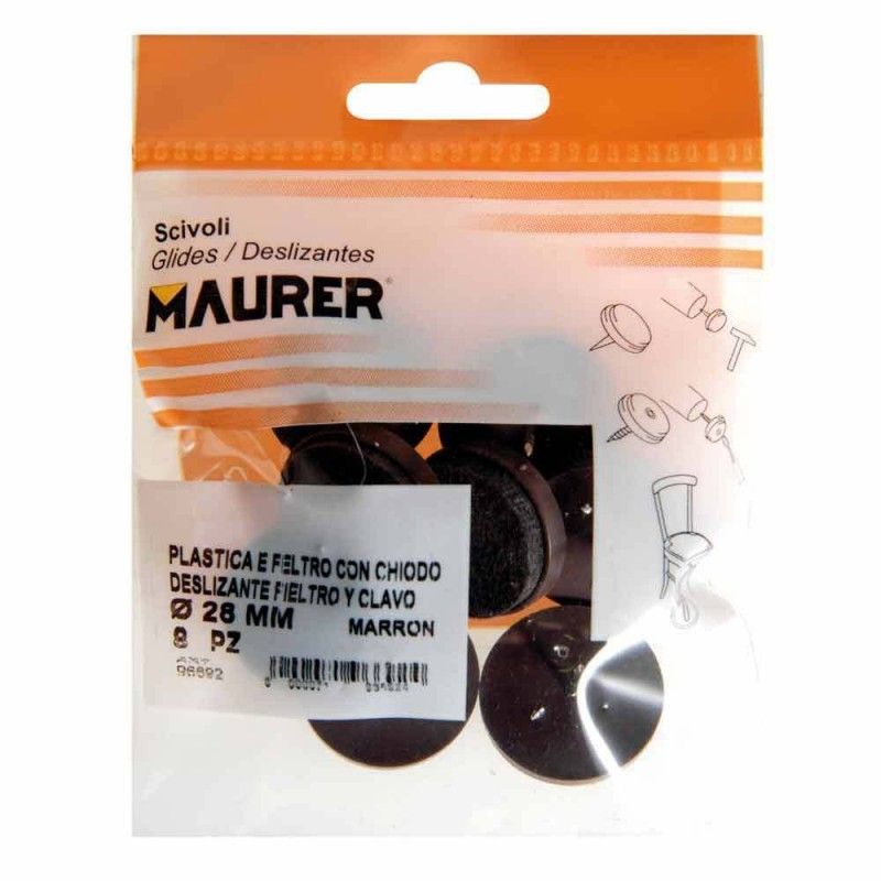 Slider Castanho Com Feltro Ø28 (Blister 8 Unidades)