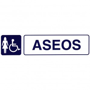Rotulo Adhesivo Aseos Minusvalidos+mujeres 250x63 mm.