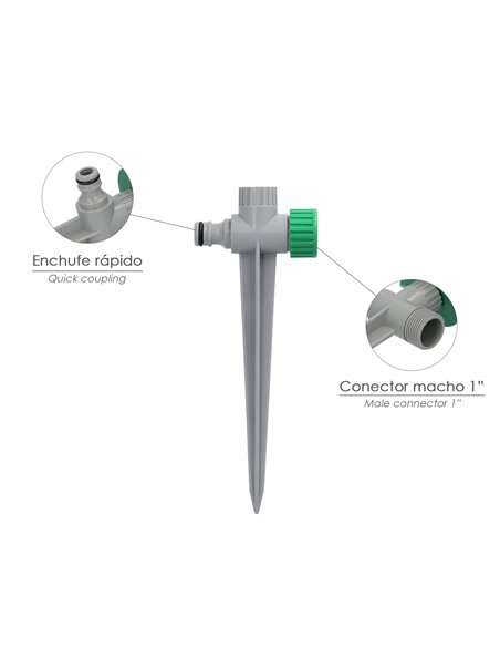 Aspersor Plástico 3 Brazos Con Pincho Con Regulador de Presión.