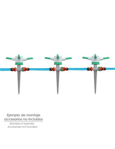 Aspersor Plástico 3 Brazos Con Pincho Con Regulador de Presión.