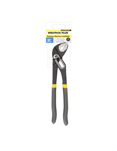 Tenazas Apertura Múltiple Negra 250 mm. Mangos Plastificados DIN 8976. Pico De Loro, Alicates Extensibles, Tenazas Fontanero