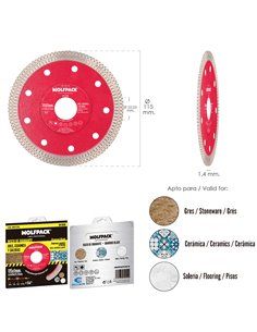 Disco diamantado Ø 115 mm. Porcelanato, Grés, Cerâmica, Pisos. Segmento de 10 mm. 2