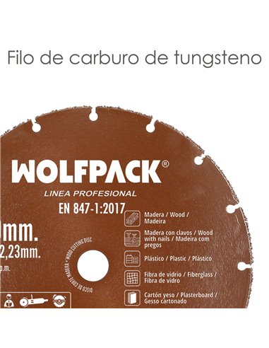 Disco de Corte Madeira/Plástico Ø 230 mm. Borda de carboneto de tungstênio