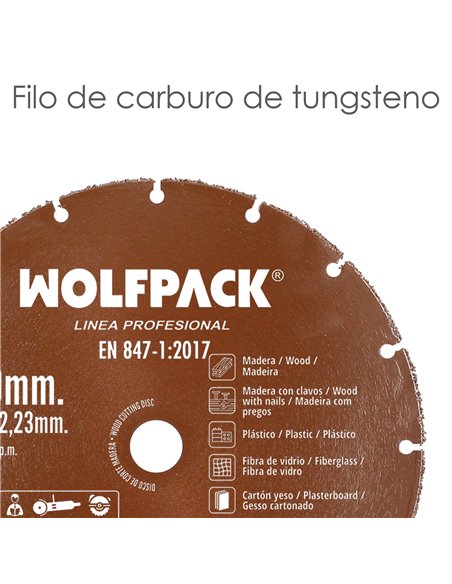 Disco de Corte Madeira/Plástico Ø 230 mm. Borda de carboneto de tungstênio