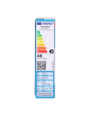S.of. bombilla halogena lineal 78mm haloline pro 48w 220v (equ. 60w) osram