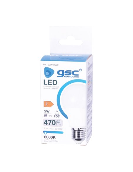 Lámpara LED estándar A60 5W E27 6000K