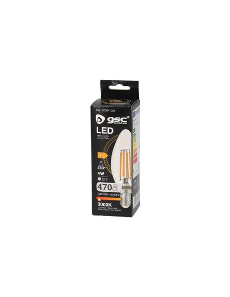 Lámpara LED vela Serie Oro 4W E27 3000K
