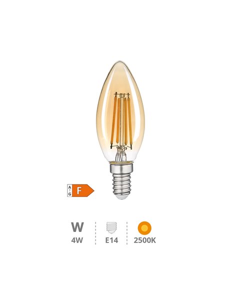 Lâmpada vela LED vintage 4W E14 2500K