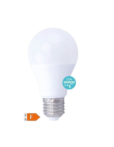 Bombilla de LED estándar con sensor presencia + crepuscular 9W E27 6000K