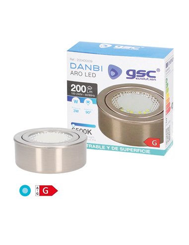 Aro empotrable y superficie redondo Danbi 3W 6500K