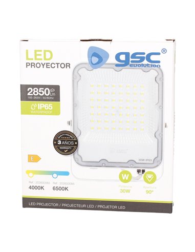 Proyector aluminio LED 30W 6500K IP65 Blanco