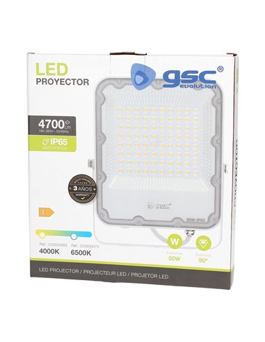 Proyector aluminio LED 50W 6500K IP65 Blanco