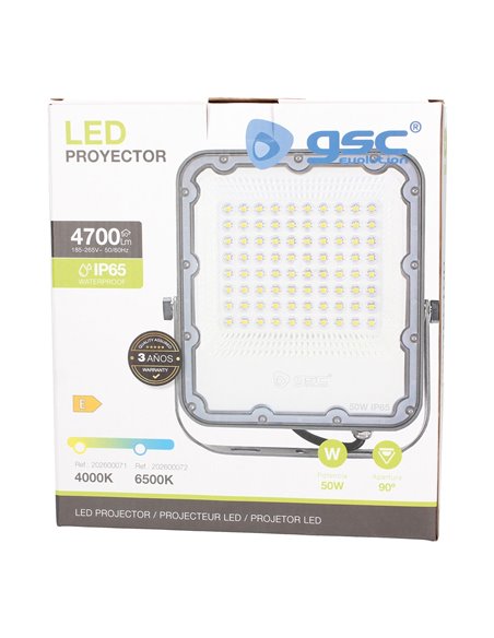 Proyector aluminio LED 50W 4000K IP65 Gris